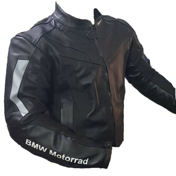 BMW Motorrad Motorcycle Racing Black Leather Jacket - Image 2
