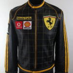 Black And Yellow Ferrari Motorcycle Leather Jacket