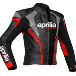 Black Aprilia Motorcycle Racing Leather Jacket