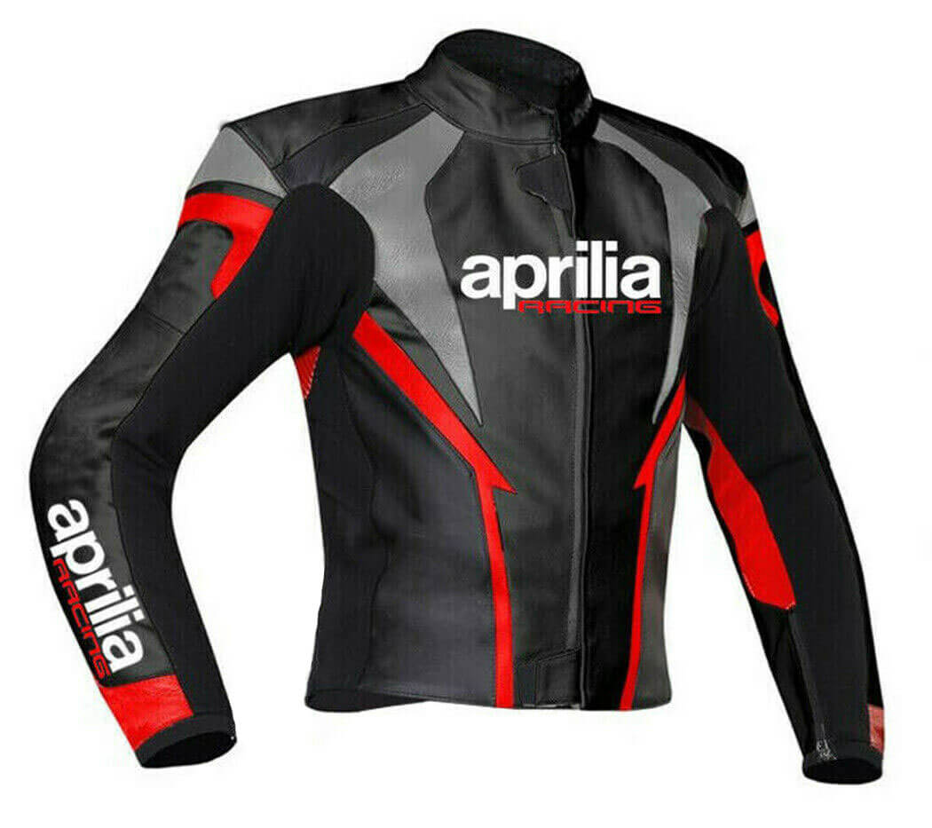 Black-Aprilia-Motorcycle-Racing-Leather-Jacket-1.jpg Black Aprilia Motorcycle Racing Leather Jacket - Image 1