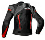 Black Aprilia Motorcycle Racing Leather Jacket - Image 2