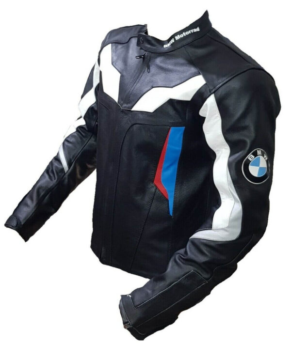 Black BMW Motorrad Motorcycle Leather Jacket - Image 2