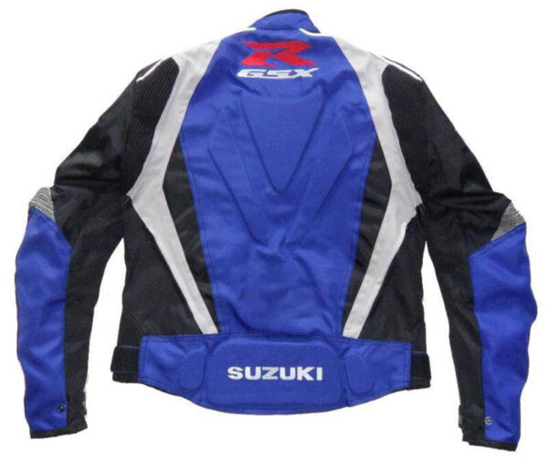 Black Blue Suzuki GSXR Motorcycle Racing Textile Jacket - Image 2