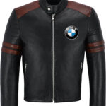 Black Brown BMW Motorcycle Racing Leather Jacket