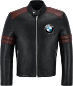 Black Brown BMW Motorcycle Racing Leather Jacket