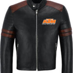 Black Brown KTM Motorcycle Racing Leather Jacket