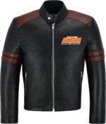 Black Brown KTM Motorcycle Racing Leather Jacket