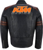 Black Brown KTM Motorcycle Racing Leather Jacket - Image 2