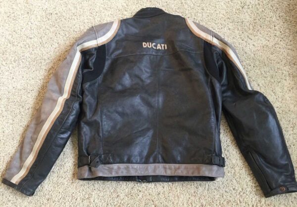Black Ducati Meccanica Motorcycle Leather Jacket - Image 2
