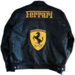 Black Ferrari Motorcycle Racing Leather Jacket - Image 2