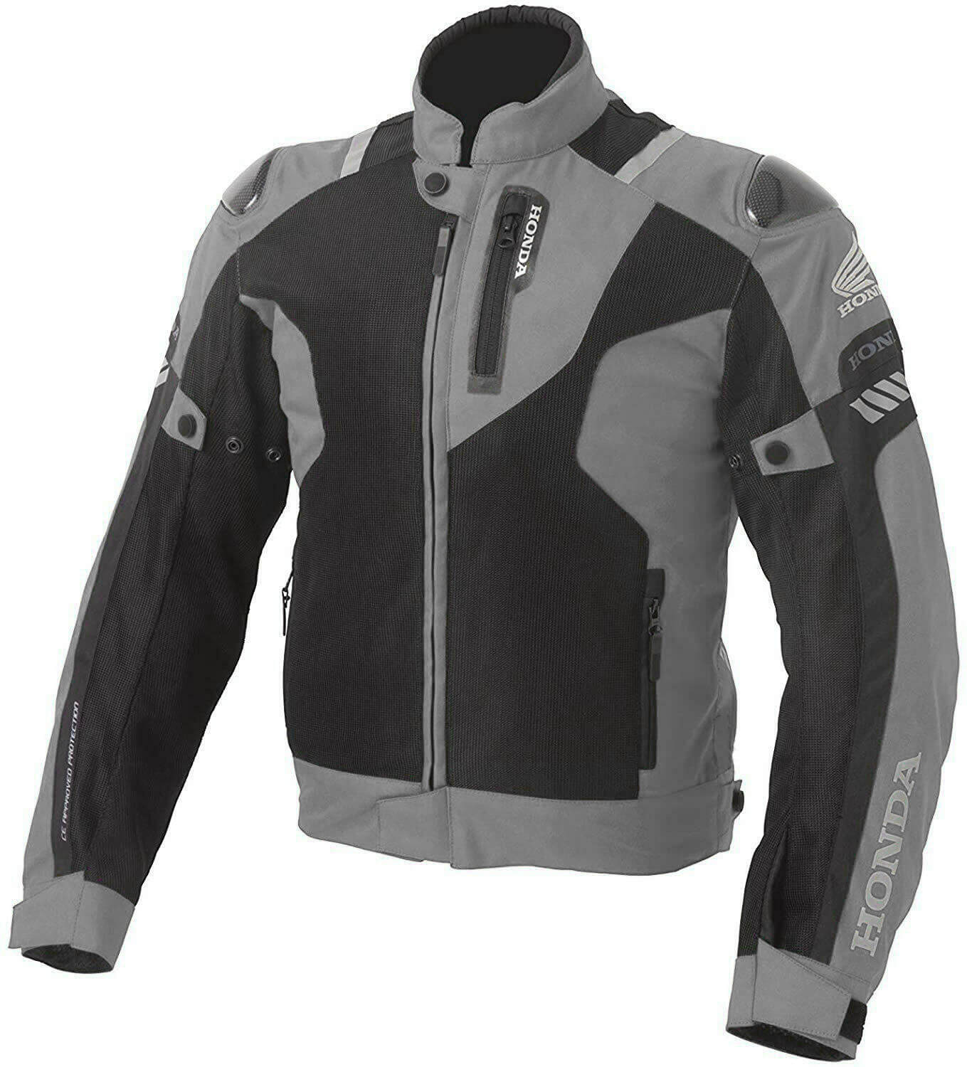 Black-Gray-Honda-Motorcycle-Racing-Textile-Jacket-1.jpg Black Gray Honda Motorcycle Racing Textile Jacket - Image 1