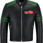 Black Green Aprilia Motorcycle Racing Leather Jacket