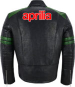 Black Green Aprilia Motorcycle Racing Leather Jacket - Image 2