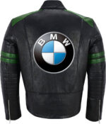 Black Green BMW Motorcycle Racing Leather Jacket - Image 2