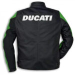 Black Green Ducati Motorcycle Racing Leather Jacket - Image 2