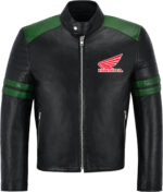 Black Green Honda Motorcycle Racing Leather Jacket