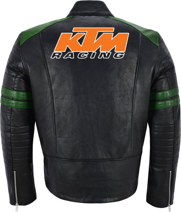 Black Green KTM Motorcycle Racing Leather Jacket - Image 2