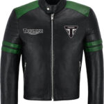 Black Green Triumph Motorcycle Racing Leather Jacket