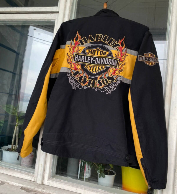 Black Harley Davidson Motorcycle Vintage Riding Jacket - Image 2
