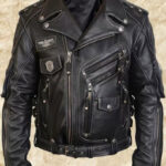 Black Harley Davidson Racing Biker Leather Jacket