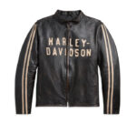 Black Harley Davidson Sleeve Stripe Leather Jacket