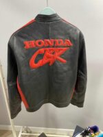 Black Honda CBR Motorcycle Racing Leather Jacket - Image 2