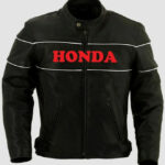 Black Honda Motorcycle Racing Leather Jacket