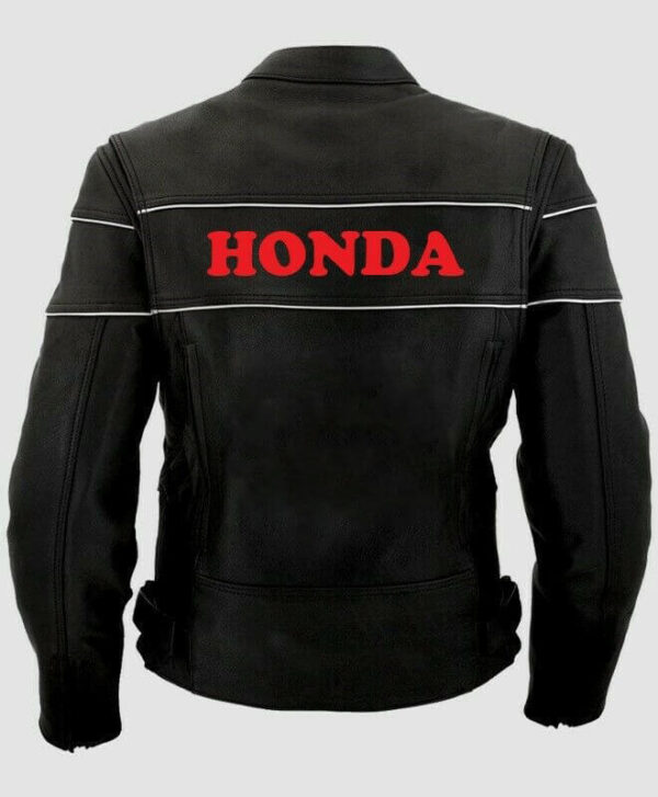 Black Honda Motorcycle Racing Leather Jacket - Image 2