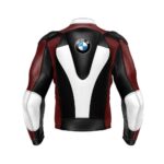 Black Maroon BMW Motorcycle Racing Leather Jacket - Image 2