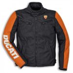 Black Orange Ducati Motorcycle Racing Leather Jacket