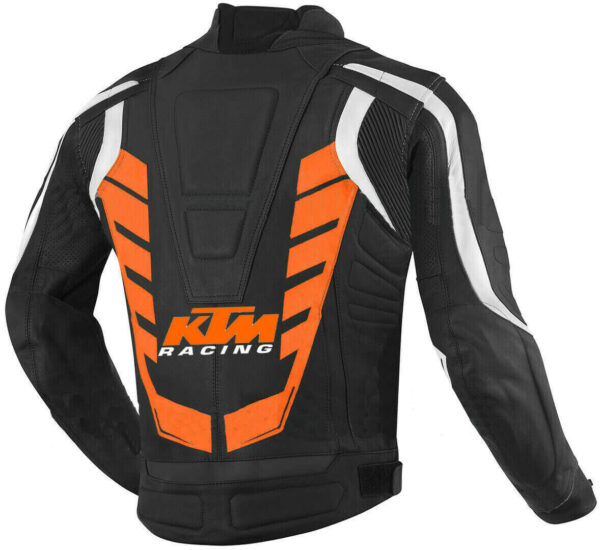 Black Orange KTM Motorcycle Racing Leather Jacket - Image 2
