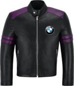 Black Purple BMW Motorcycle Racing Leather Jacket
