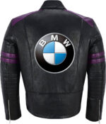 Black Purple BMW Motorcycle Racing Leather Jacket - Image 2