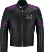 Black Purple Buell Motorcycle Racing Leather Jacket