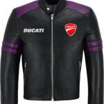 Black Purple Ducati Motorcycle Racing Leather Jacket