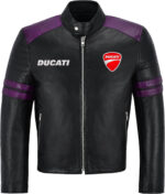 Black Purple Ducati Motorcycle Racing Leather Jacket