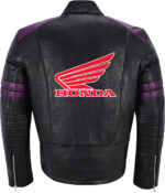 Black Purple Honda Motorcycle Racing Leather Jacket - Image 2