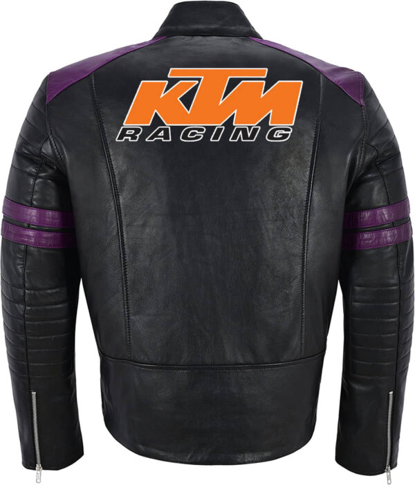 Black Purple KTM Motorcycle Racing Leather Jacket - Image 2