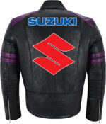 Black Purple Suzuki Motorcycle Racing Leather Jacket - Image 2