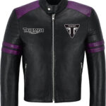 Black Purple Triumph Motorcycle Racing Leather Jacket