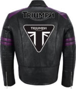 Black Purple Triumph Motorcycle Racing Leather Jacket - Image 2