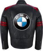 Black Red BMW Motorcycle Racing Leather Jacket - Image 2
