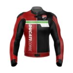 Black Red Ducati Corse Motorcycle Racing Leather Jacket