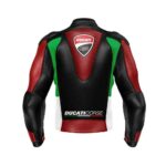 Black Red Ducati Corse Motorcycle Racing Leather Jacket - Image 2