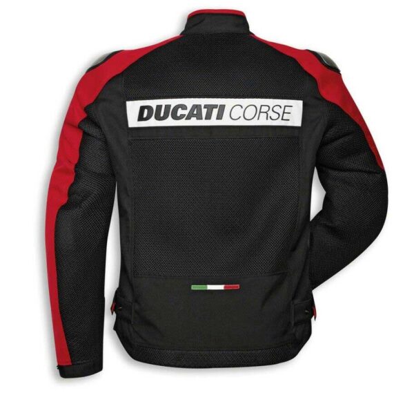Black Red Ducati Corse Motorcycle Textile Jacket - Image 2