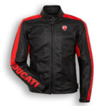 Black Red Ducati Motorcycle Racing Leather Jacket