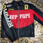 Black Red Ferrari Motorcycle Leather Jacket