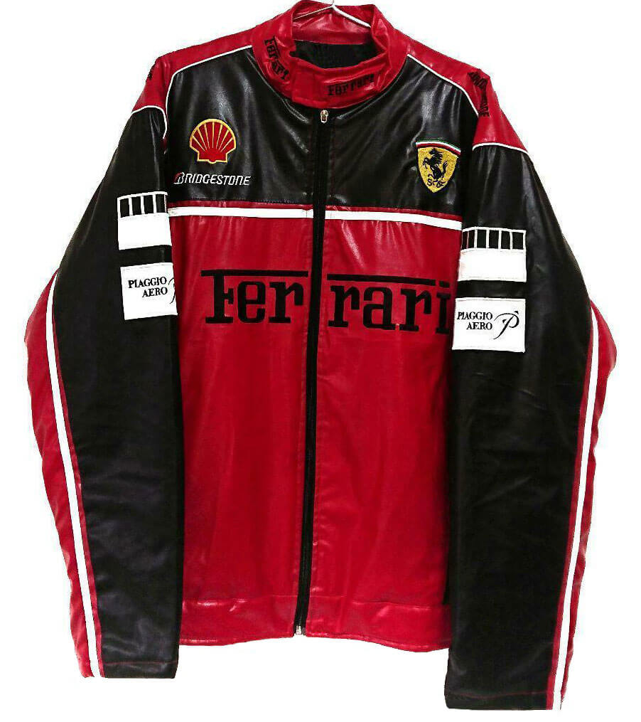 Black-Red-Ferrari-Motorcycle-Racing-Leather-Jacket-1.jpg Black Red Ferrari Motorcycle Racing Leather Jacket - Image 1