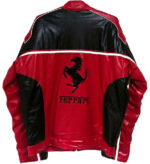 Black Red Ferrari Motorcycle Racing Leather Jacket - Image 2