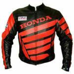 Black Red Honda Motorcycle Leather Jacket